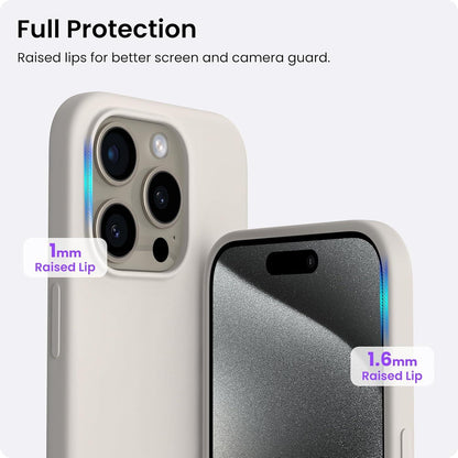 ORNARTO iPhone 15 Pro Silikonhülle 6,1 Zoll - Stoßfeste Schutzhülle 2023 - Titan Natur