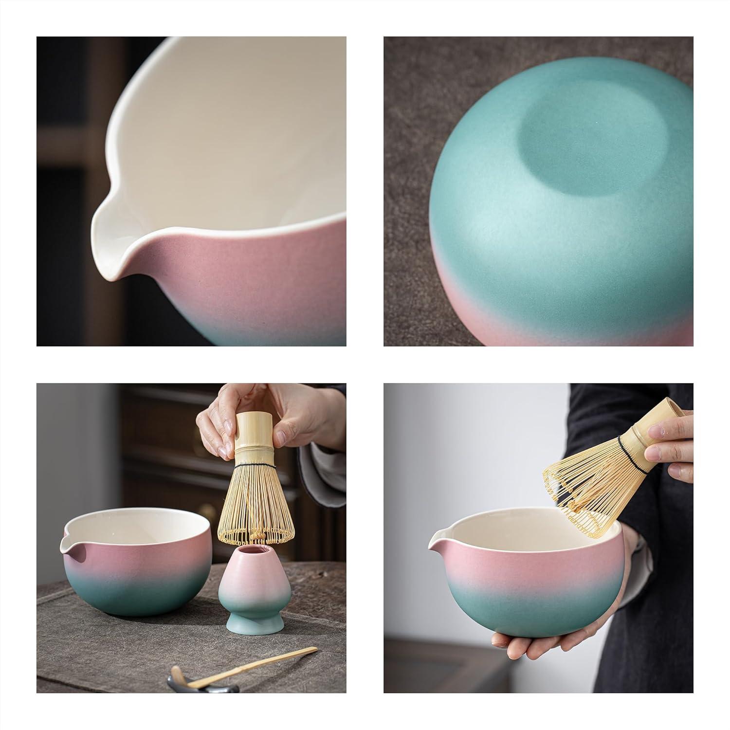 TEANAGOO Matcha Set Bambus Schneebesen Keramik Schale 9 Stück Gradient