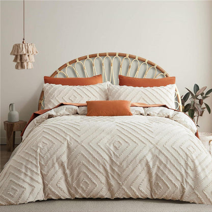Beige Boho Bettwäsche-Set 135x200 mit Getuftung