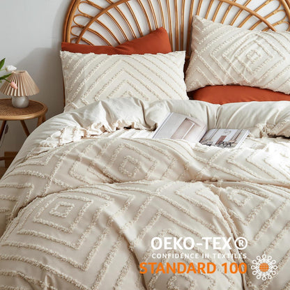Beige Boho Bettwäsche-Set 135x200 mit Getuftung