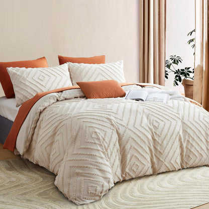 Getuftetes Boho Bettwäsche-Set 135x200 Beige