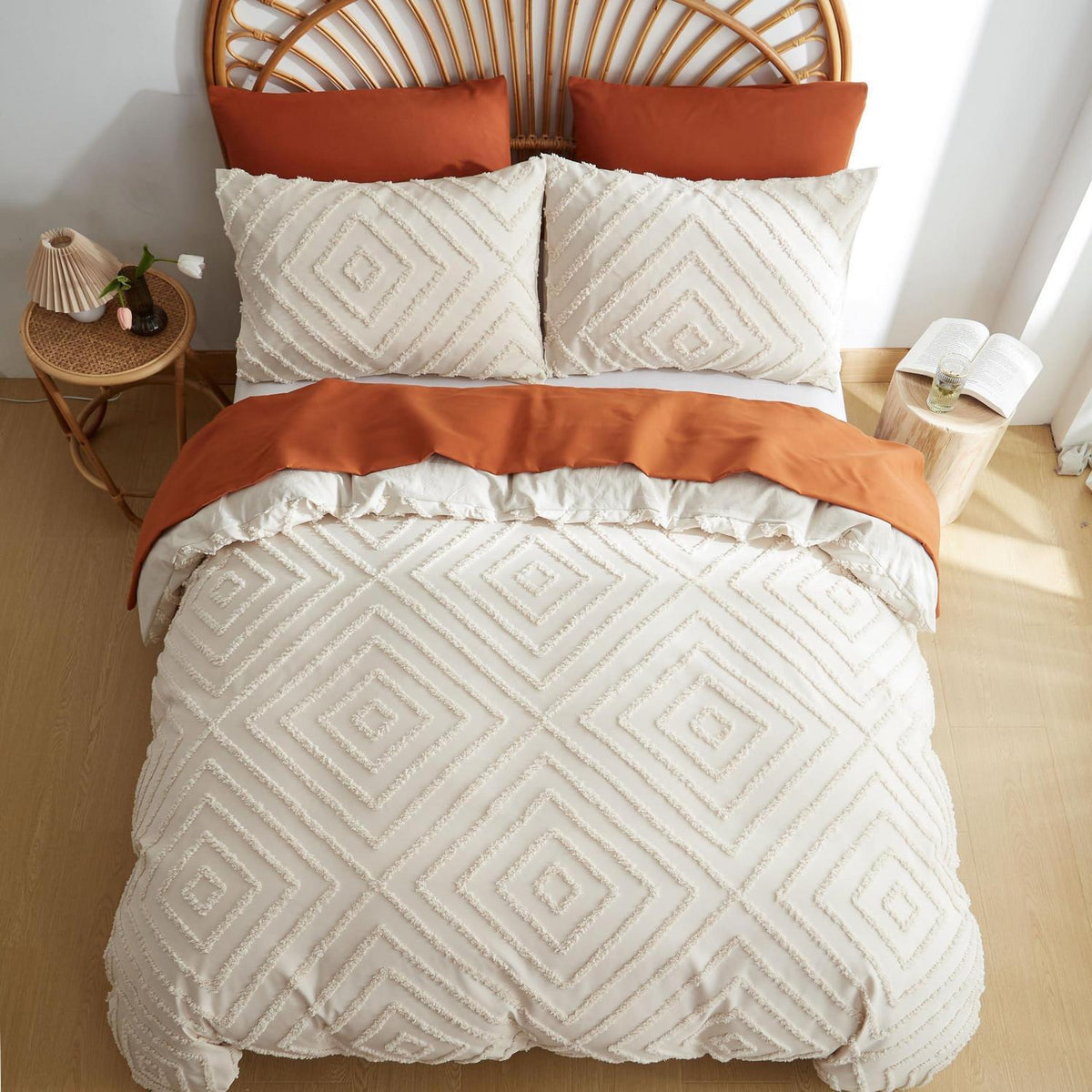 Getuftetes Boho Bettwäsche-Set 135x200 Beige