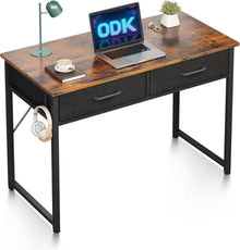 Schreibtisch mit Schubladen und Kopfhörerhalter 100x40x78.7cm Braun