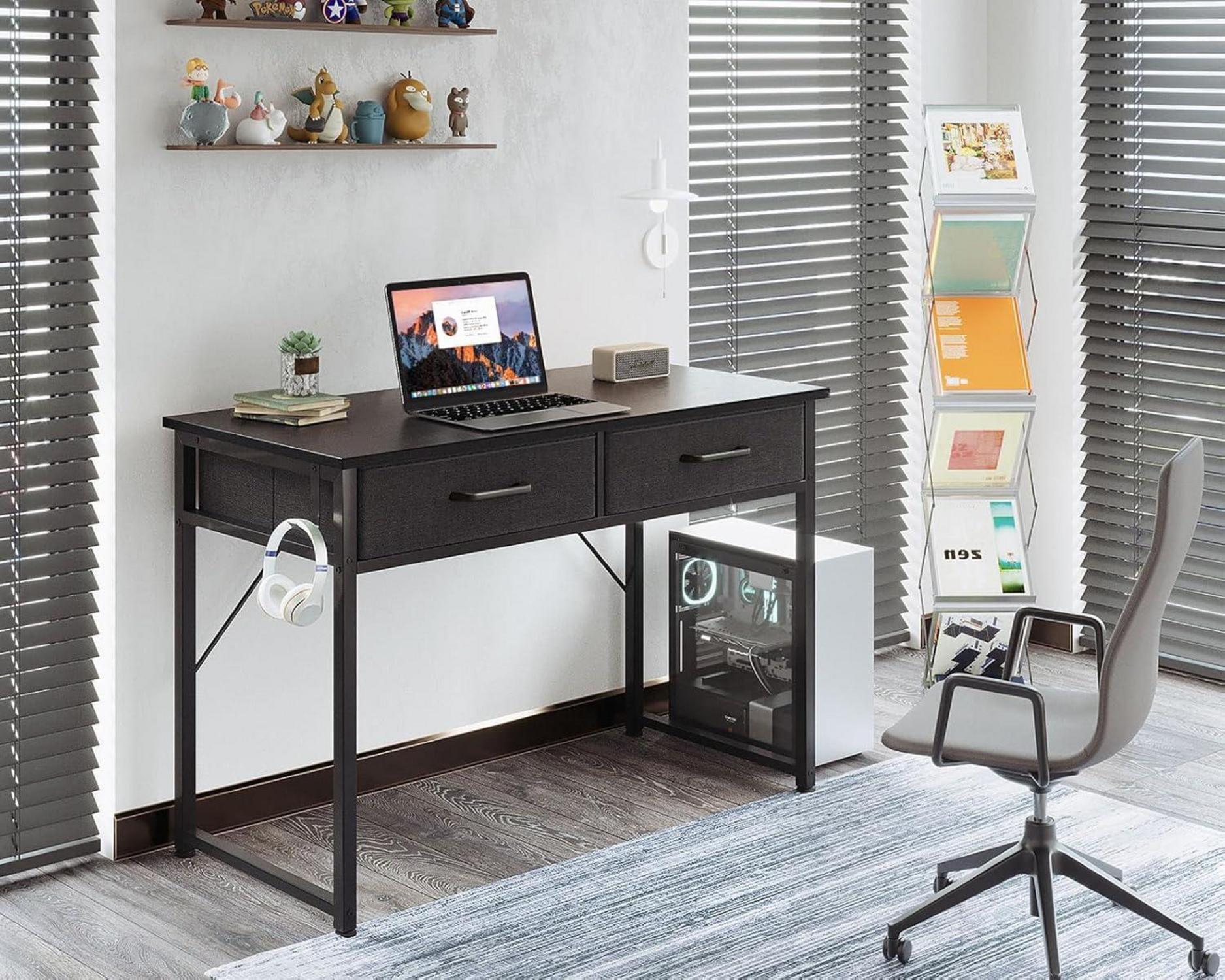 ODK Schreibtisch mit 2 Schubladen Schwarz 100x40x78.7cm