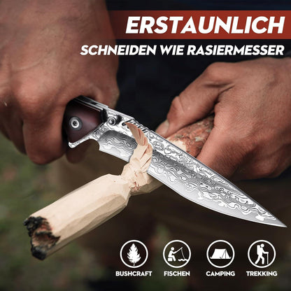 Damast Klappmesser VG10 Outdoor Survival Messer Holzgriff