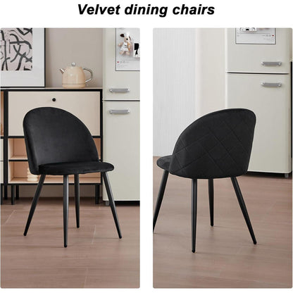 Samt Esszimmerstuhl Set – Modern & Komfortabel (Schwarz-2)