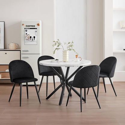Samt Esszimmerstuhl Set – Modern & Komfortabel (Schwarz-2)
