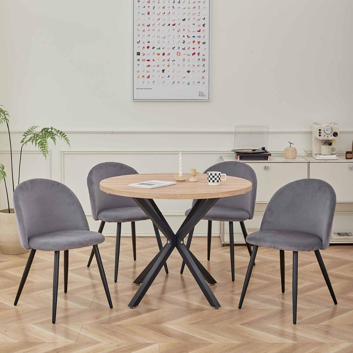 Samt Esszimmerstuhl Set (2/4/6) Grau – Modern & Komfortabel