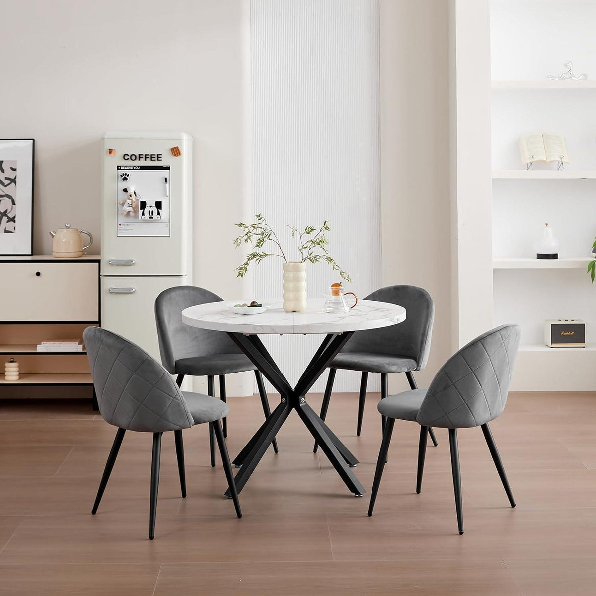 Samt Esszimmerstuhl Set (2/4/6) Grau – Modern & Komfortabel