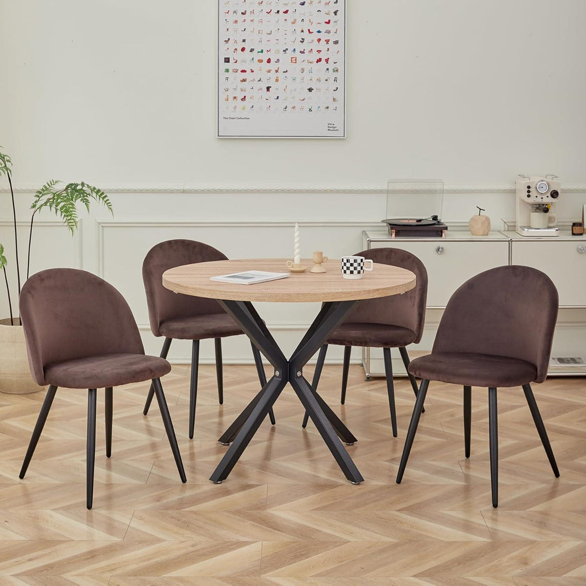 Samt Esszimmerstuhl Set (2/4/6) Braun – Modern & Komfortabel