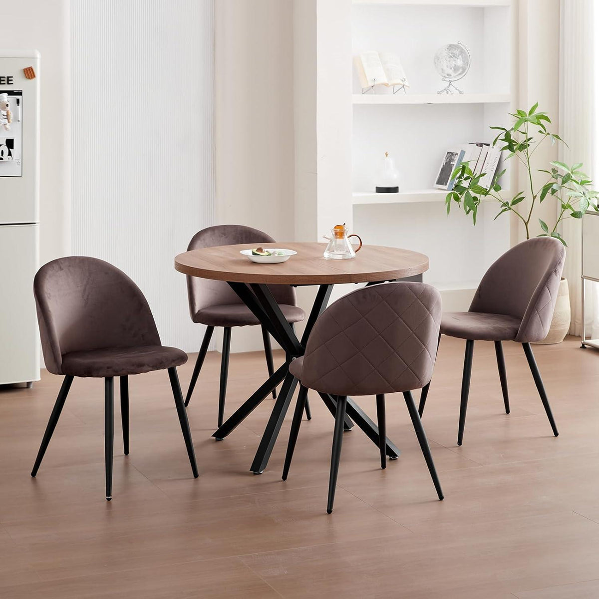 Samt Esszimmerstuhl Set (2/4/6) – Braun