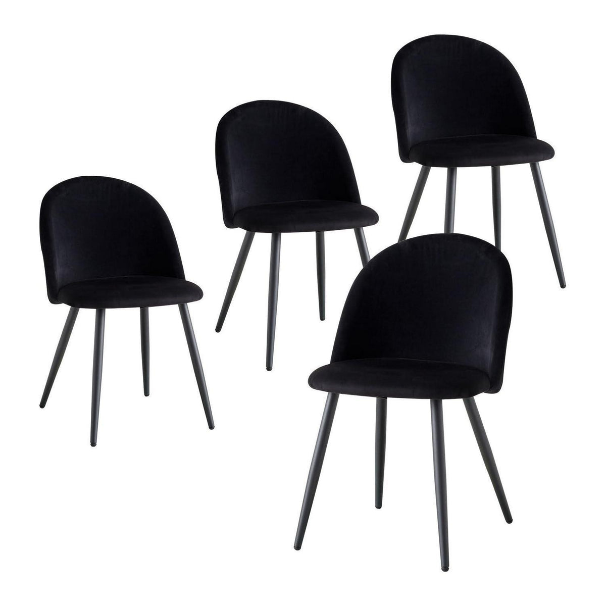 Samt Esszimmerstuhl Set (2/4/6) – Schwarz