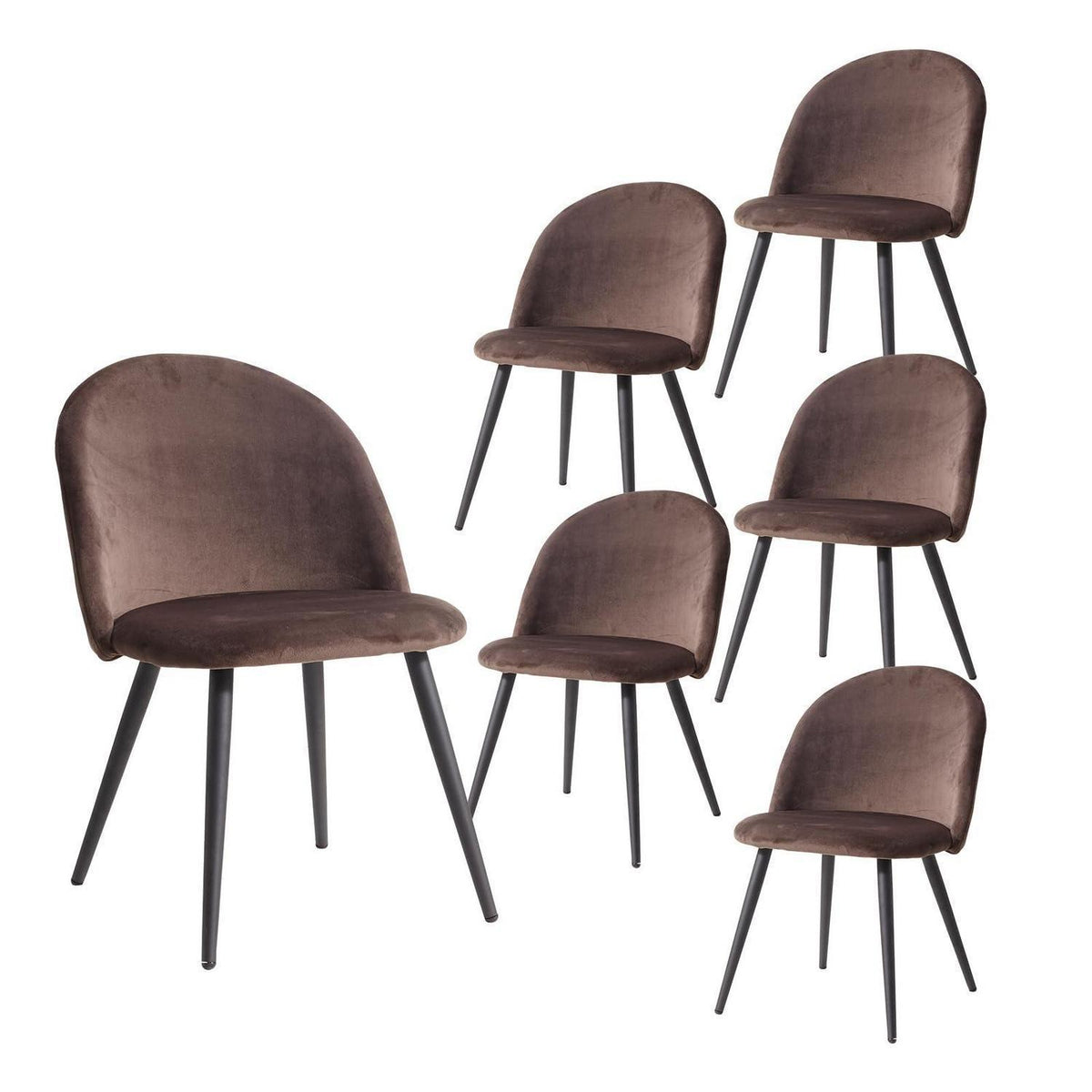 Samt Esszimmerstuhl Set (2/4/6) Braun – Modern & Komfortabel
