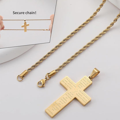 Kreuzkette Herren Silber Gold Schwarz Bibel Kreuz Anhänger 50-70cm