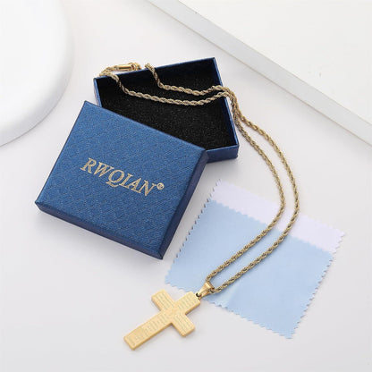 Herren Kreuzkette Edelstahl Bibel Anhänger Inspirierendes Geschenk Schwarz 55cm