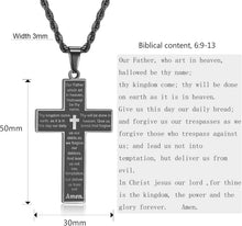 Herren Kreuzkette Bibel Vers Anhänger Edelstahl Silber Gold