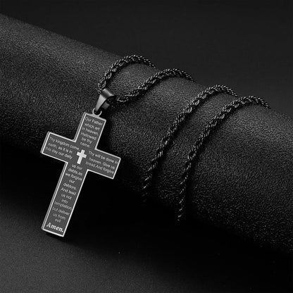 Herren Kreuz Kette Silber Gold Schwarz Bibel Verse Anhänger 50-70cm Kette
