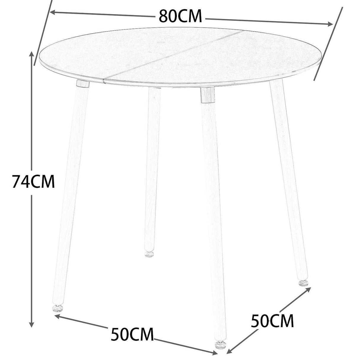Moderner runder Esstisch weiß 80x80cm – Küchentisch für 2-4 Personen