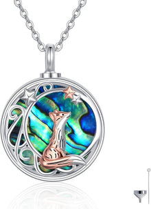 Fuchs Mond Anhänger Halskette Sterling Silber Tier Schmuck