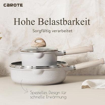 CAROTE Topfsets Pfannenset 6-Teilig Antihaft Induktion