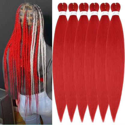 Vorgestreckte Zöpfe Kunsthaar 32 Zoll Rot (6er Pack)