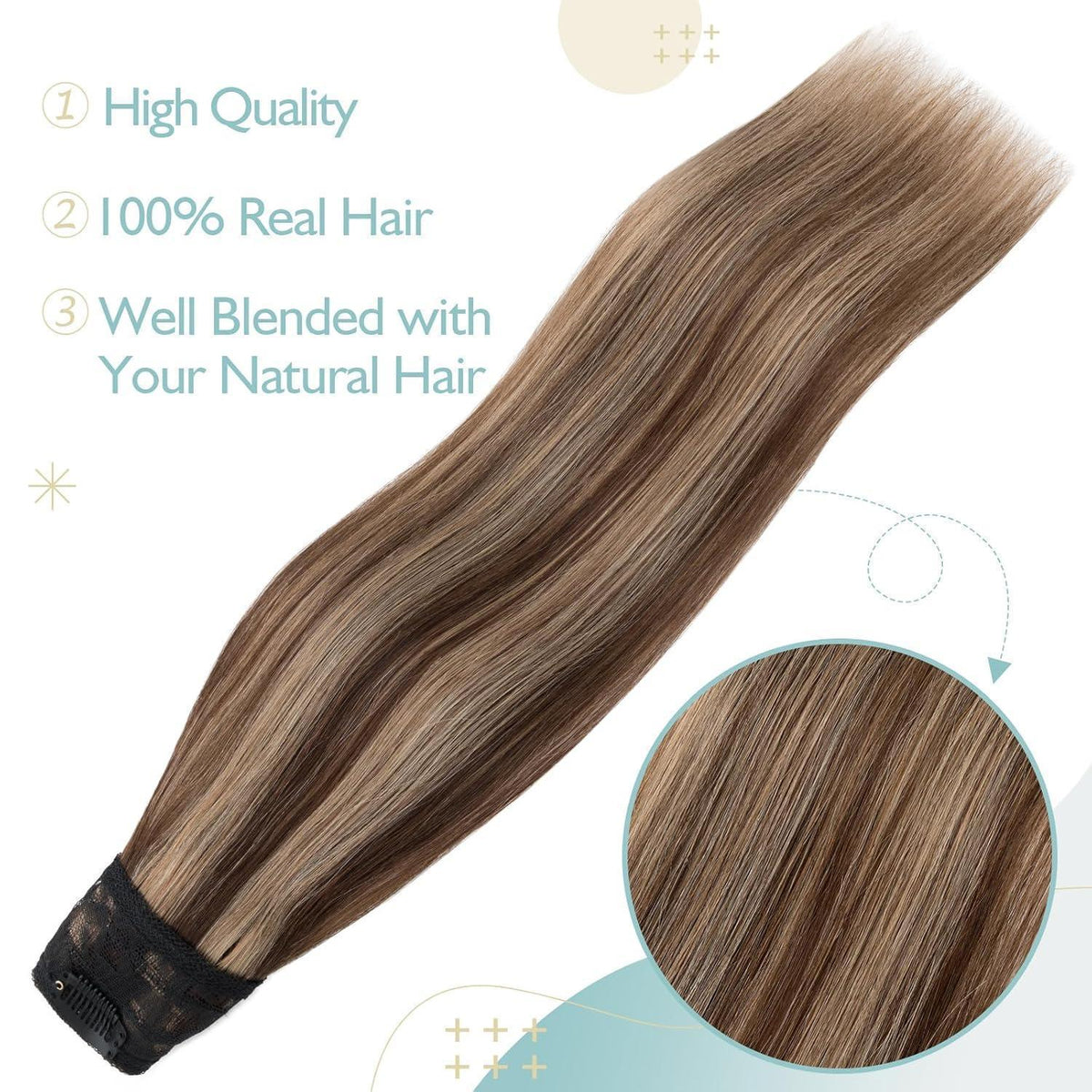 Clip-in Echthaarverlängerung Braun Balayage 40 cm