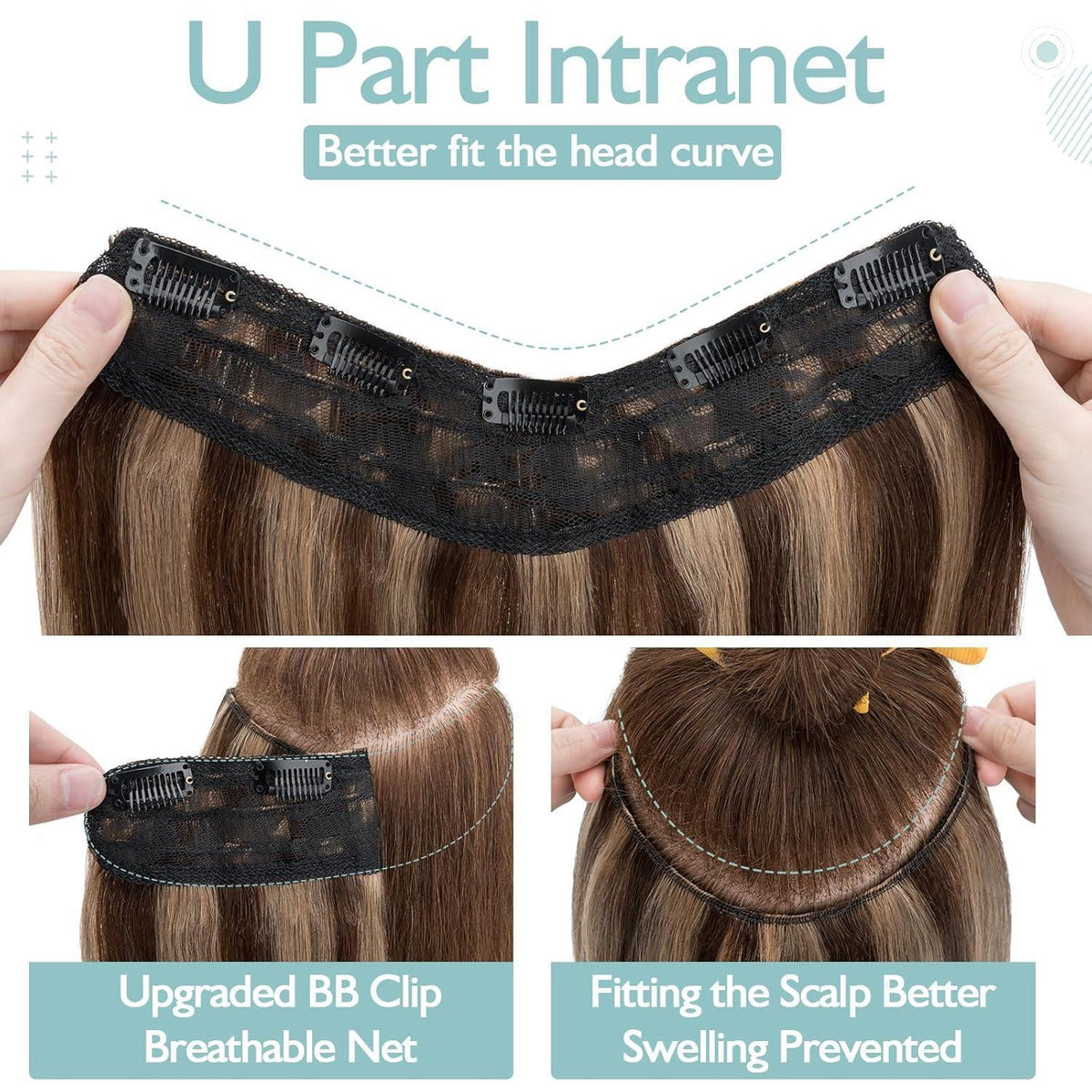 Clip-in Echthaarverlängerung Braun Balayage 40 cm