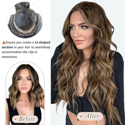 Echthaar Clip-Ins Braun 55 cm – Remy Haarverlängerung