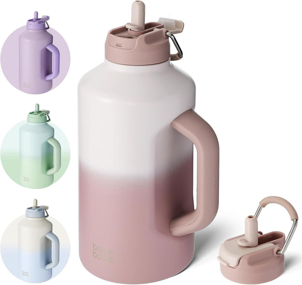 Isolierte Wasserflasche mit Strohhalm, doppeltem