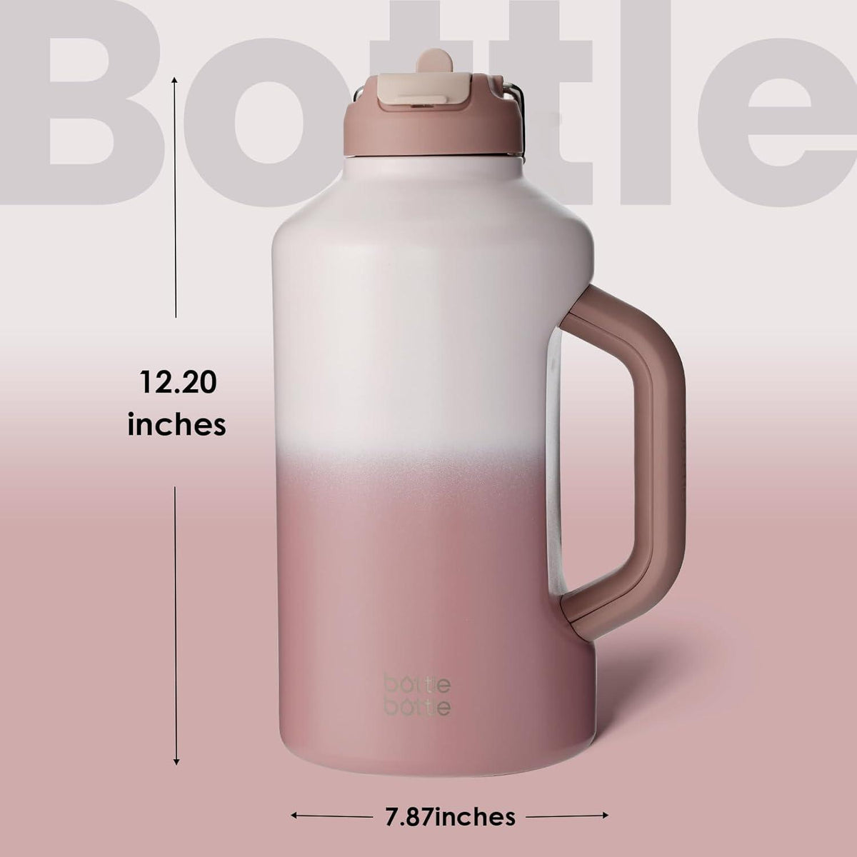 Isolierte Wasserflasche mit Strohhalm, doppeltem Deckel