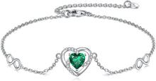 Smaragd Herz Armband mit Unendlichkeitszeichen für Damen