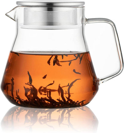 Glas Teekanne mit Edelstahl-Filterdeckel, 600ml