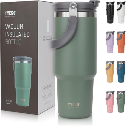 Isolierbecher Strohhalm 900ml Edelstahl Deckel Trinkbecher Warm Kalt