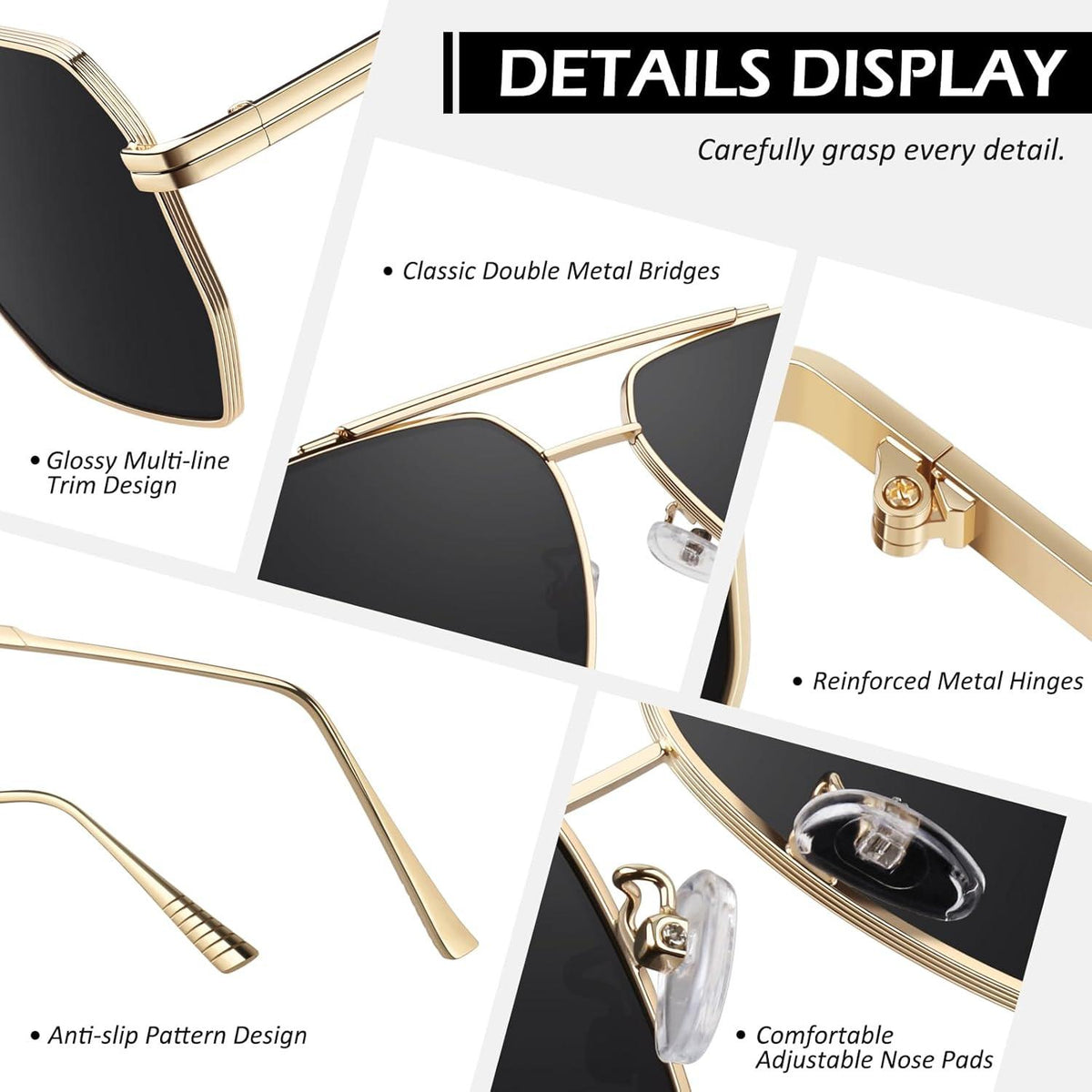 Sunier Polarisierte Retro Quadratische Vintage Sonnenbrille UV400
