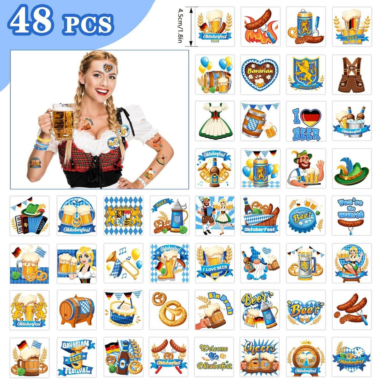 Oktoberfest Accessoires Set Armband Pins Tattoos Temporäre Bayern