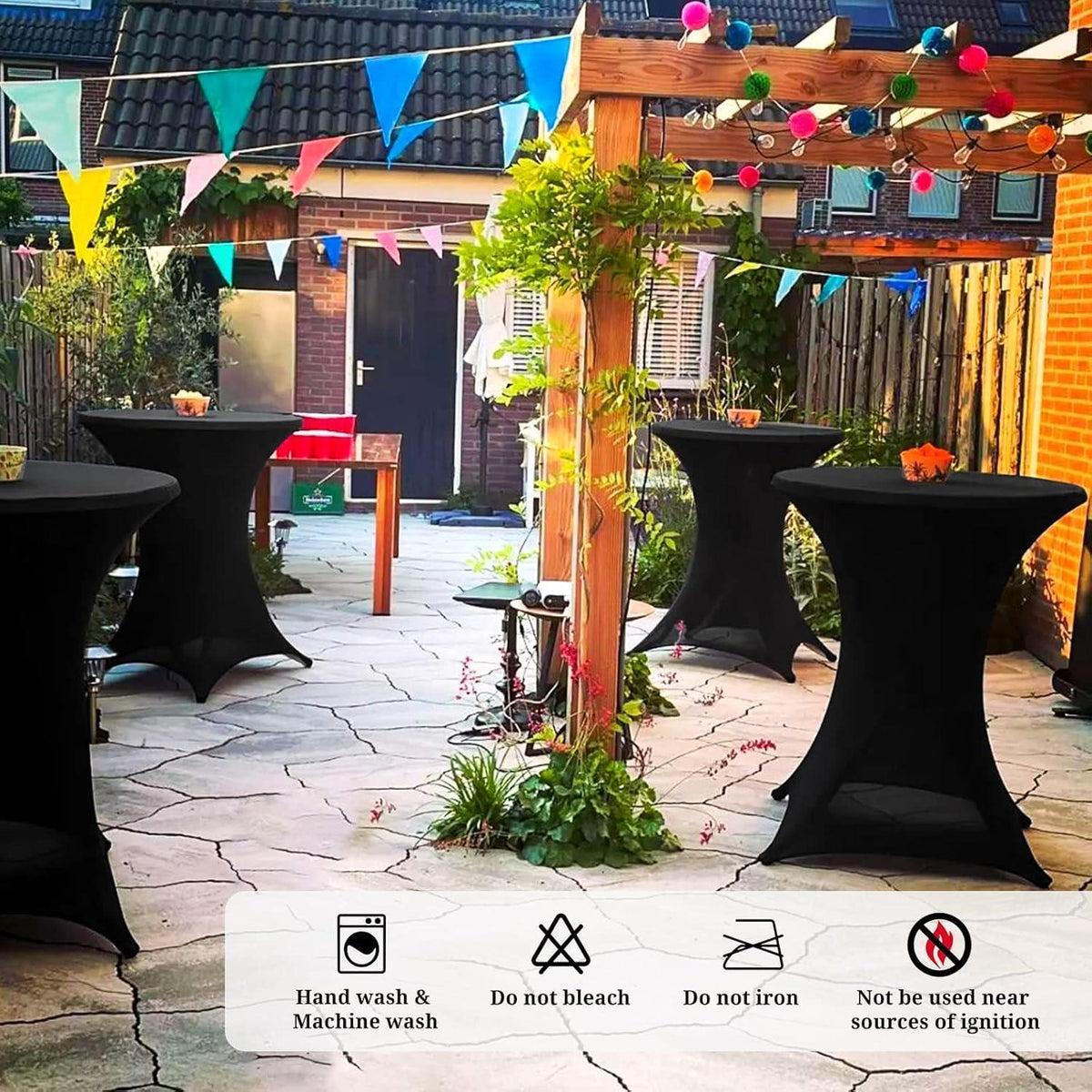 8er-Set Stretch Stehtisch Husse für Bistrotisch Ø 80-85 cm Schwarz