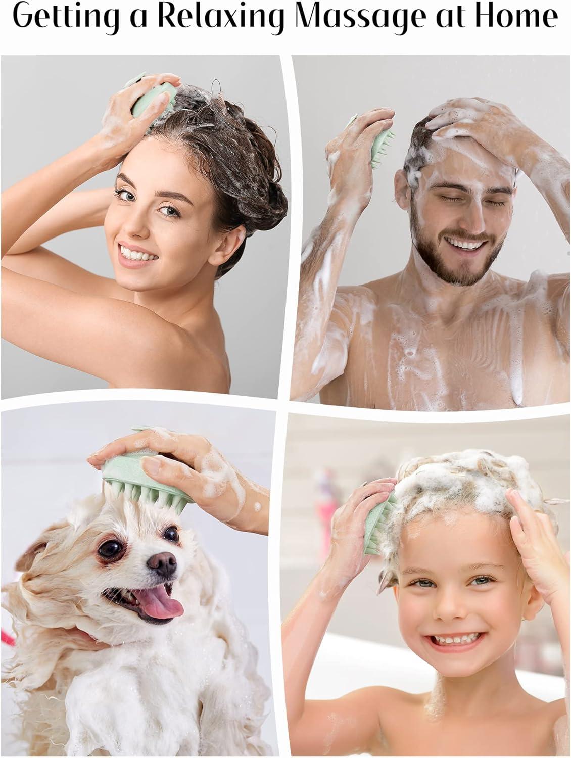 Kopfhautmassagebürste mit weichen Silikonborsten für Haarwuchs, Schuppenentfernung