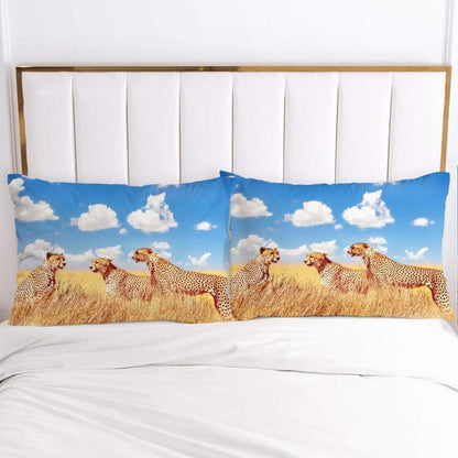 3D Leopard Bettwäsche Set 135x200 - Gold Blau Mikrofaser