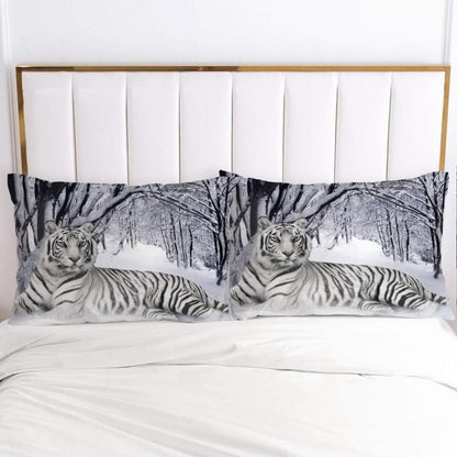 Tiger Bettwäsche 135x200 - 4teilig, Weiß, 3D Tiermotiv