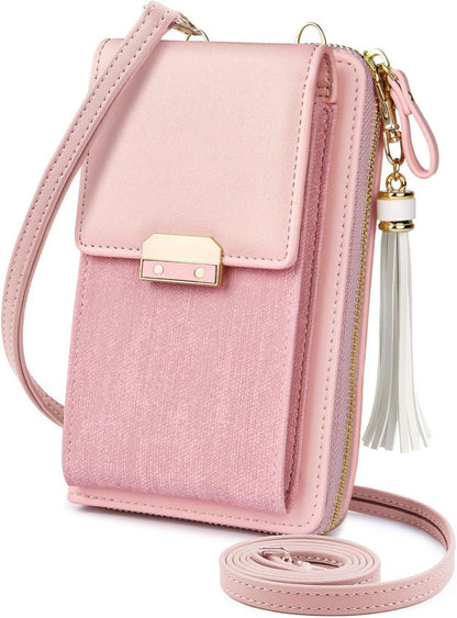 Damen PU Leder Umhängetasche mit Brieftasche und Smartphonefach
