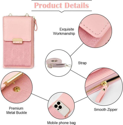 Damen PU Leder Umhängetasche mit Brieftasche und Smartphonefach