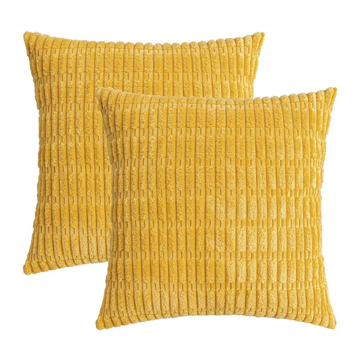 Cord Zierkissenbezug gestreift 40x40 cm Senfgelb 2er Set