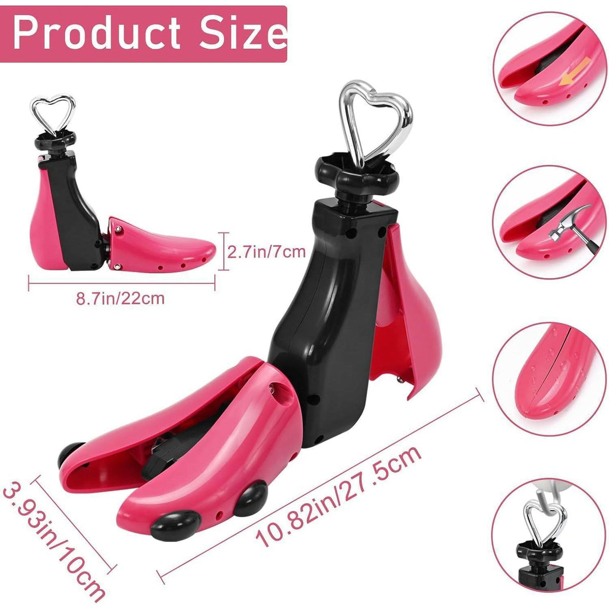 Schuhspanner verstellbar für Damen & Herren, Rot Rosa (37-43)