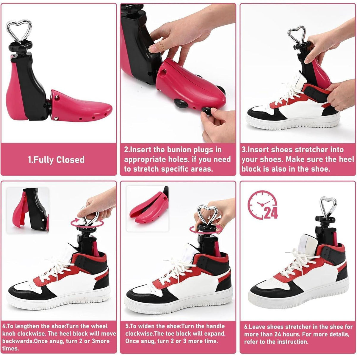 Schuhspanner verstellbar für Damen & Herren, Rot Rosa (37-43)