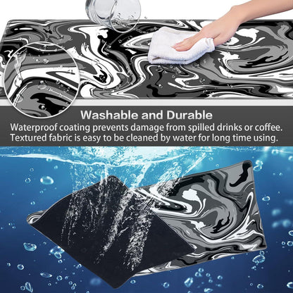 Abetcabe XXL Gaming Mauspad 900x400mm Fluid Art Schwarz-Grau