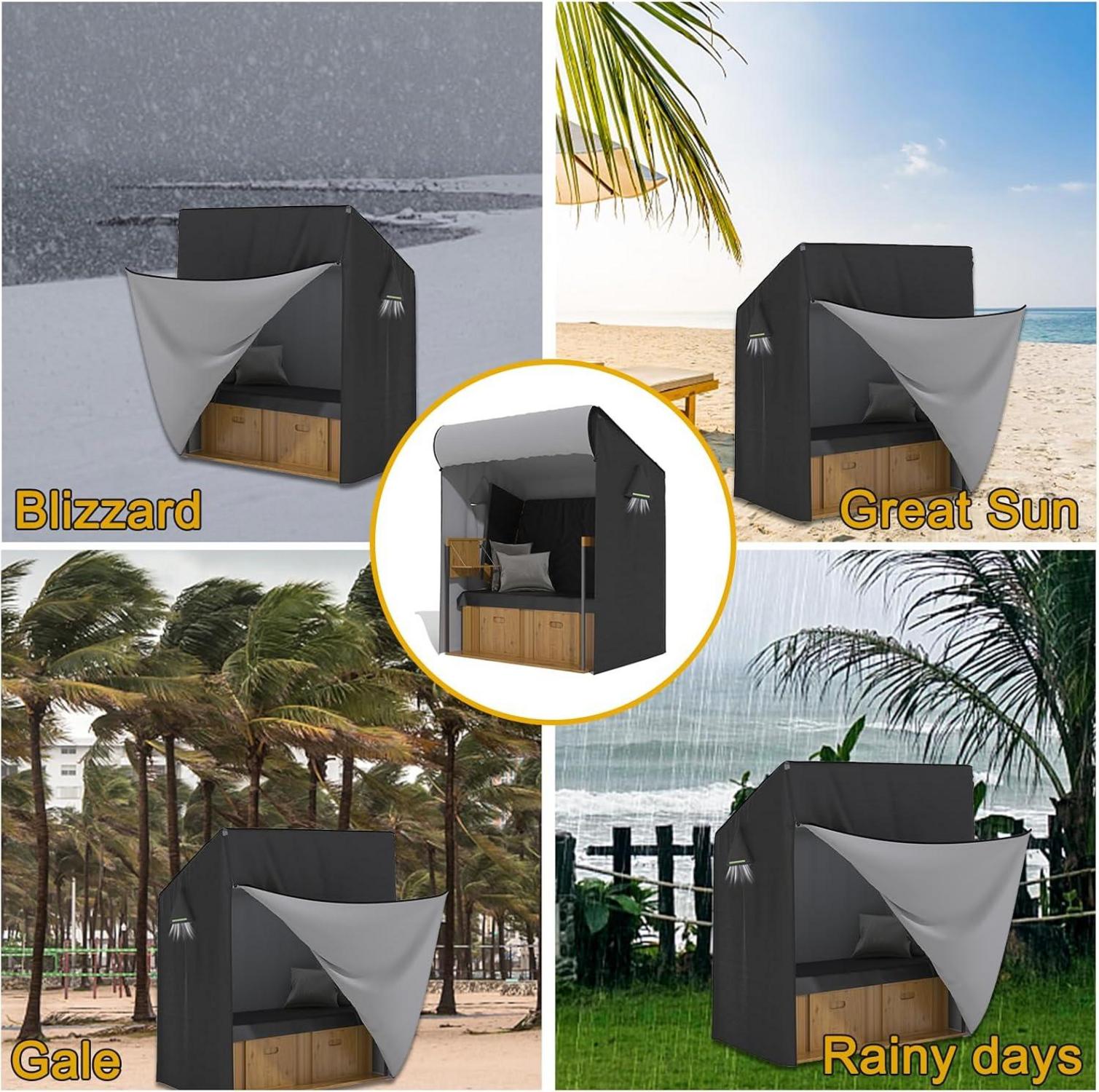 Hochwertige Strandkorb Schutzhülle 120/135cm Winterfest XXL Wasserdicht