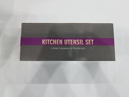 Silikon Küchenhelfer Set mit Utensilienhalter und Edelstahlgriff