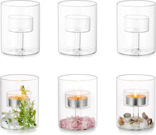 Kerzenhalter Glas Teelichthalter Zylinder Gläser 6er Set
