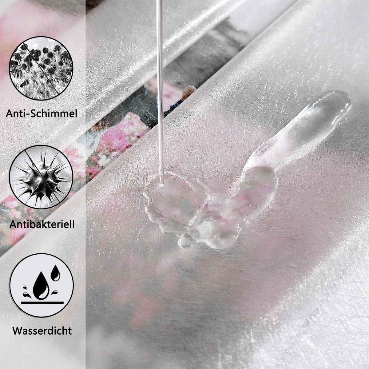 Duschvorhang 240x200 Weiß Transparent Magnet Anti-Schimmel