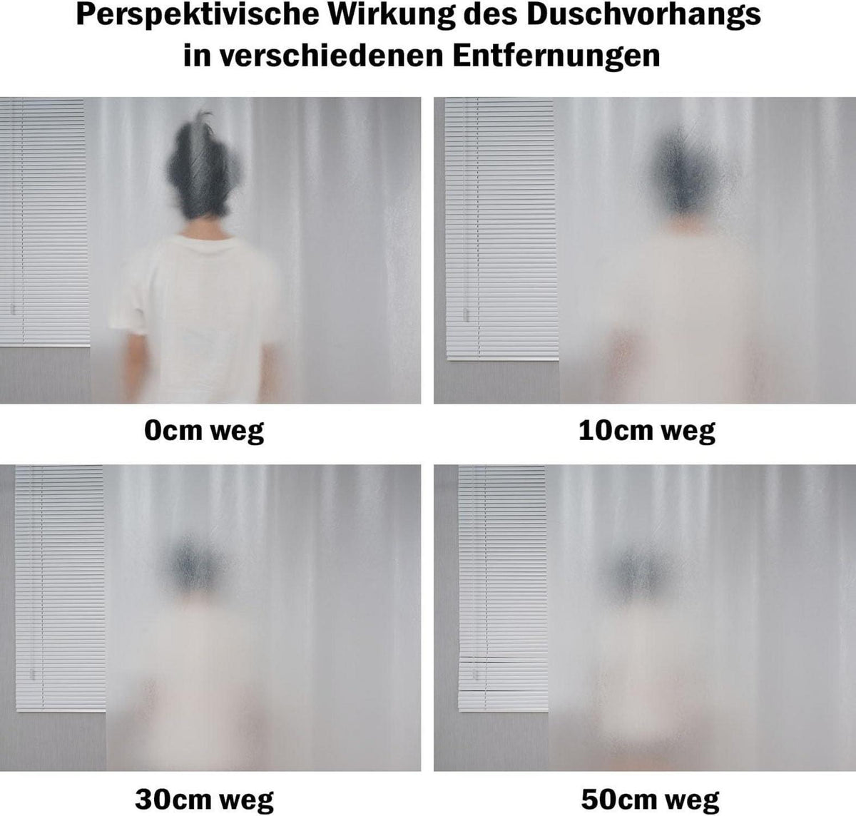 Duschvorhang Transparent Weiß 240x200 mit Magneten und Haken